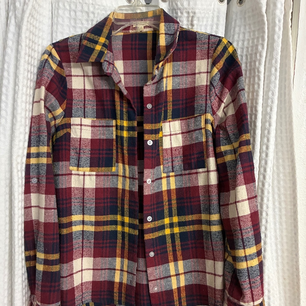 En Creme Plaid Flannel Shirt